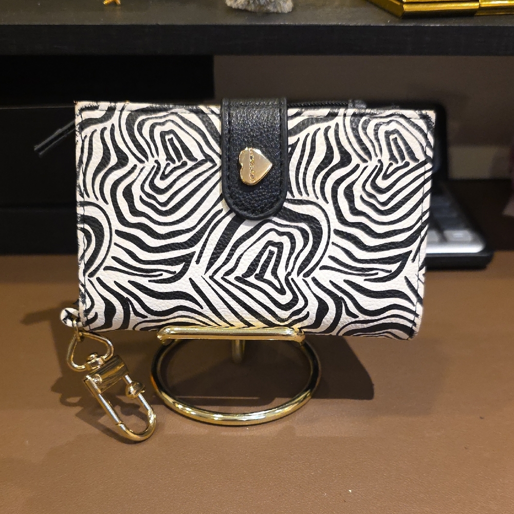 Zebra Print Card & Key Holder with Snap Tab